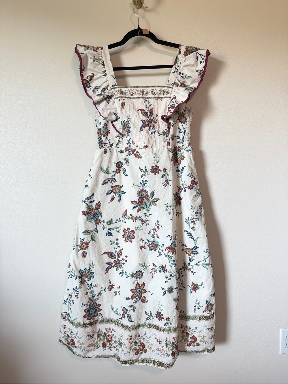 Tuckernuck Nora Dress terracotta chintz floral print ruffle sleeve midi sz M - Picture 3 of 9
